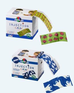 Abbildung Injektionspflaster mit bunten Motiven für Kinder